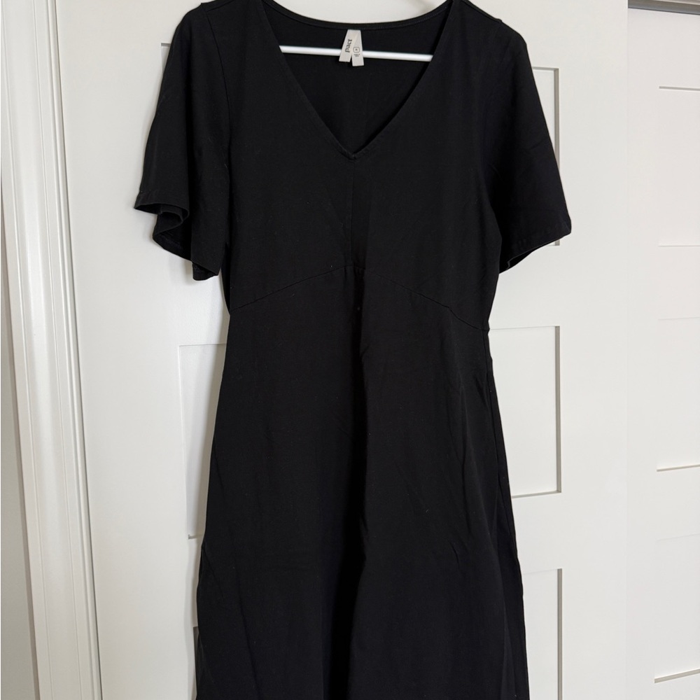 Pact, Black V-Neck Dress, Size M